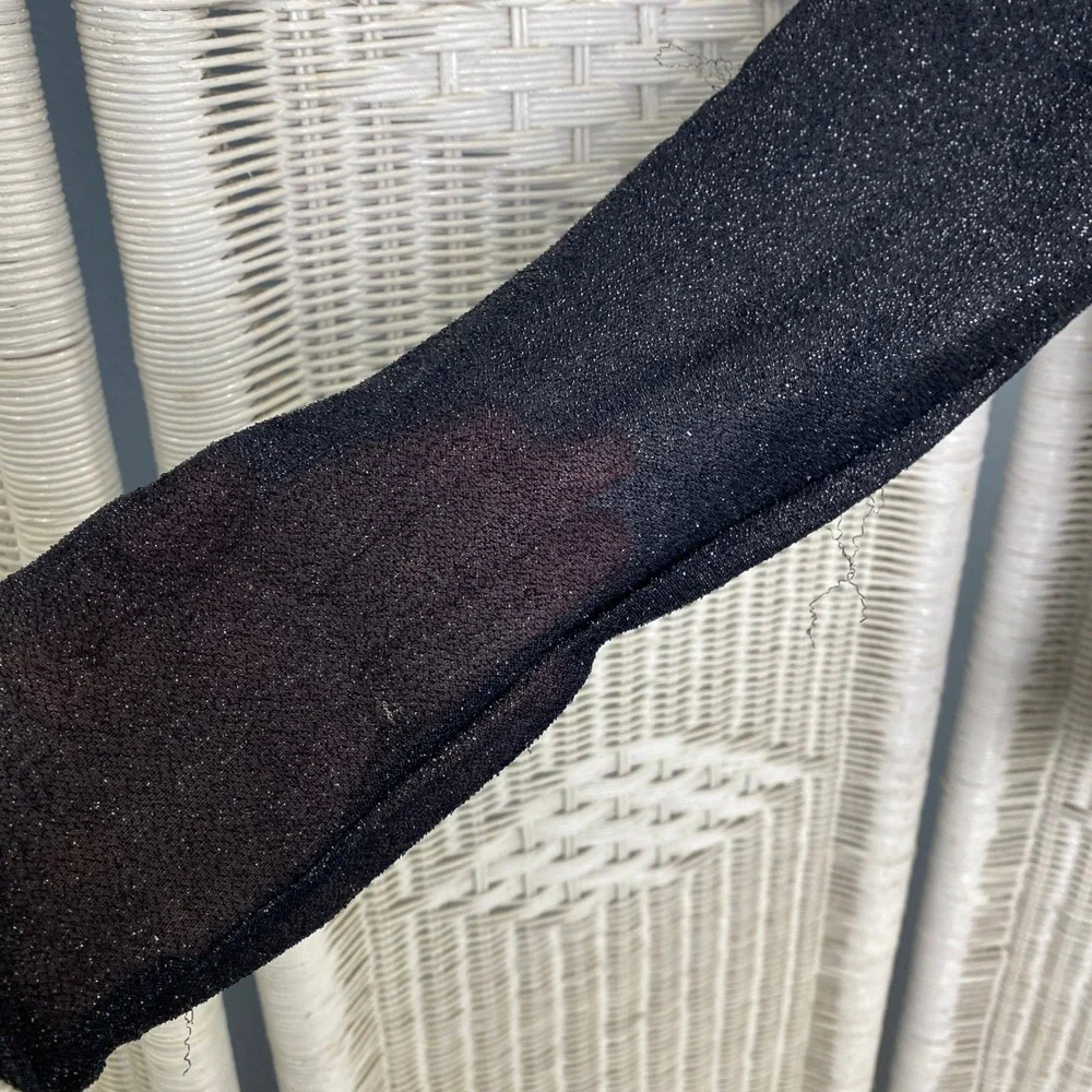 Scoop! Y2K Geisha Print Top Black Sheer Sleeve Orange Graphic Retro Novelty M - Picture 7 of 11